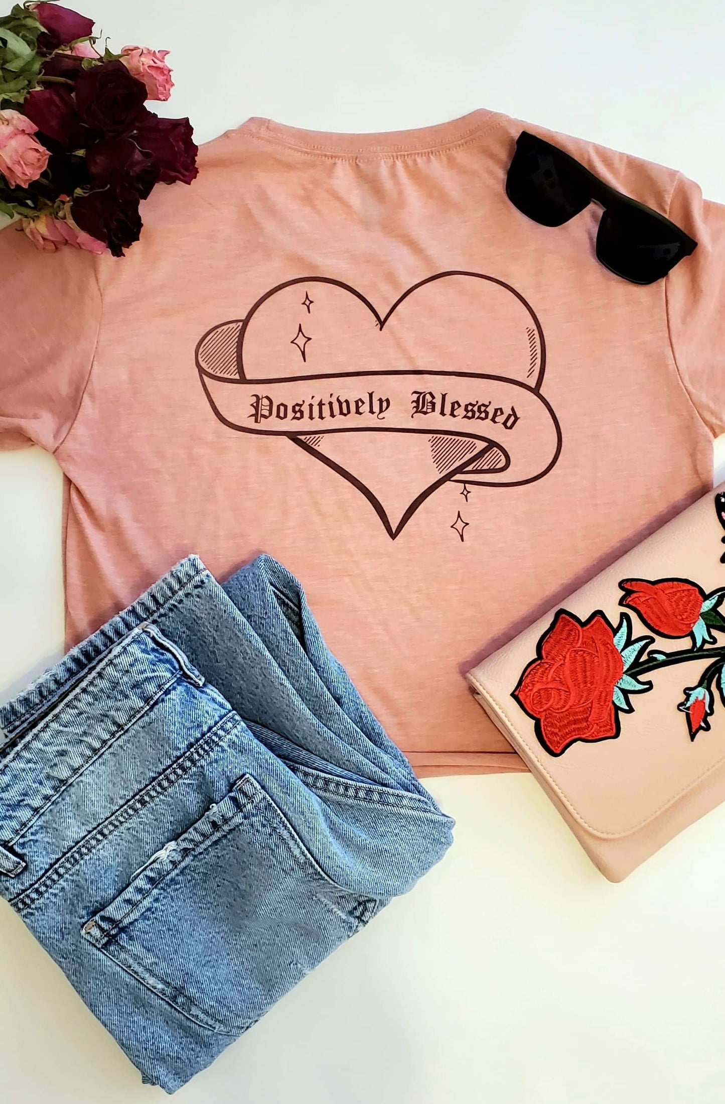 Positively Blessed Vintage Style Crop Tee